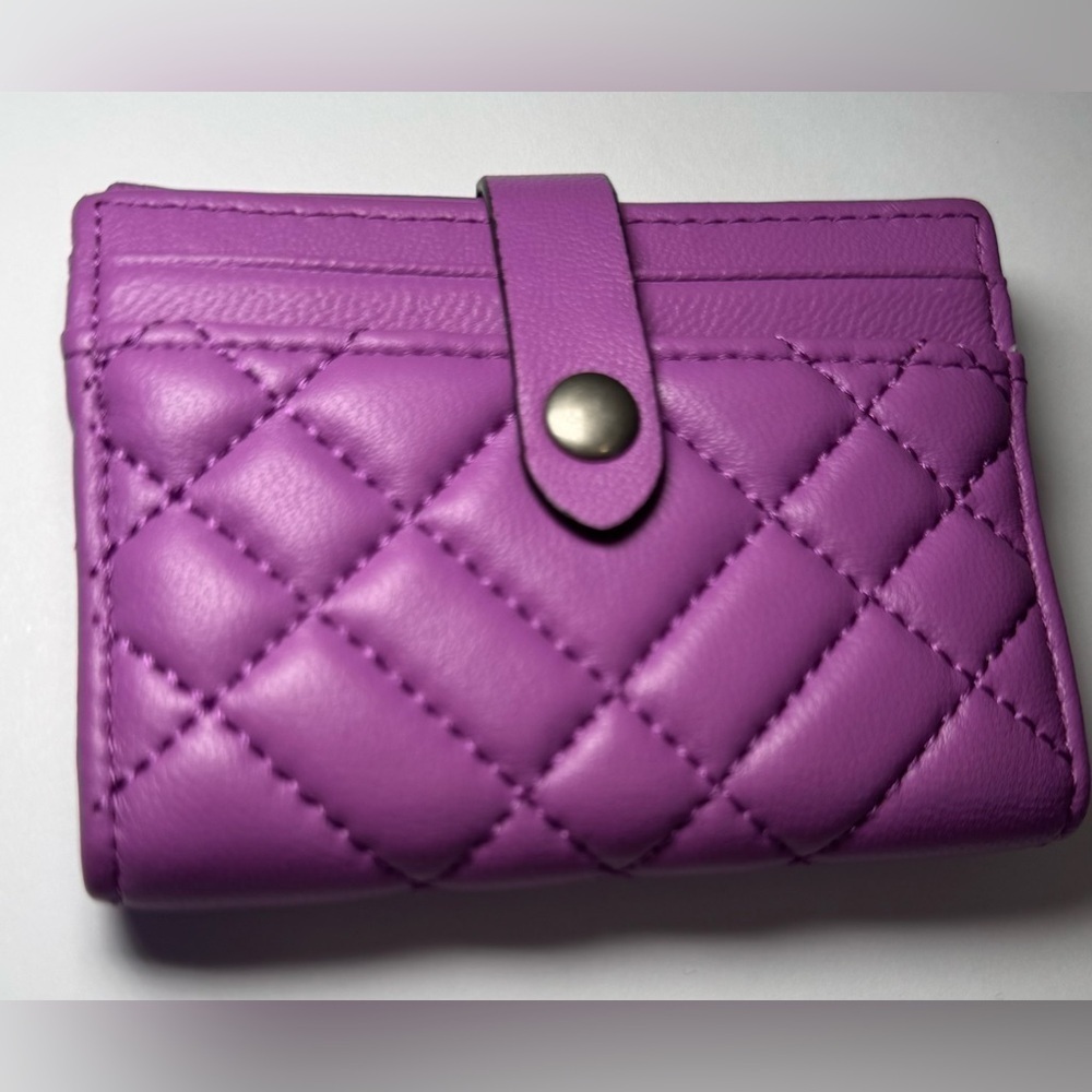 Kurt Geiger London Leather Quilted Card Holder in purple